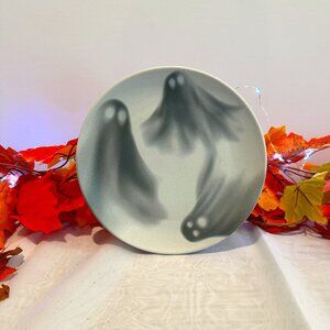 Halloween Set of 4 - 8" Ghost salad or Dessert plates in matte white and black